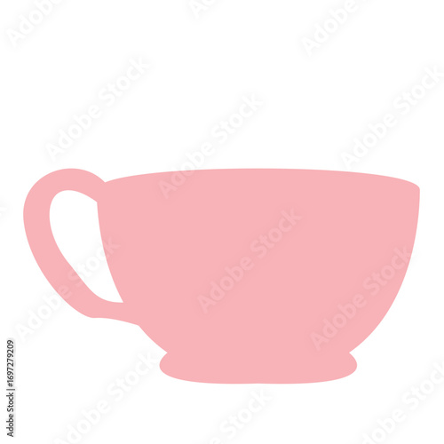 Pink tea cup, simple and elegant drinkware illustration perfect for tea time or cultural themes.

