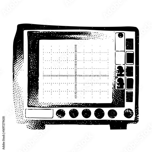 Vector Medical monitor displays vital signs chart .