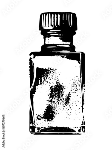 Vector bottle with dark powder inside.