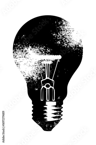 Vector Detailed vector of a dissolving lightbulb.
