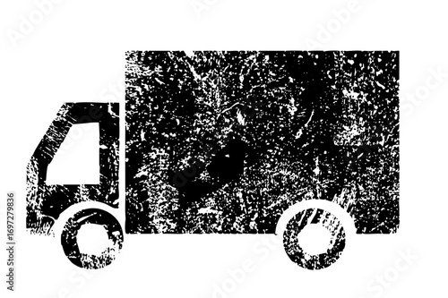 Vector Distressed monochrome of a delivery vehicle.