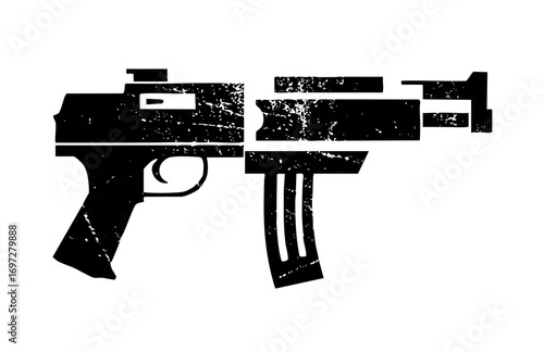 Vector Distressed monochrome firearm with a gritty texture.