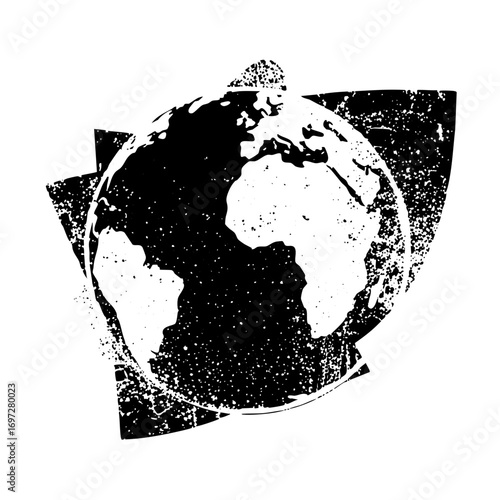 Vector Distressed globe with continental shapes