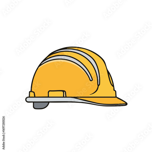 A vibrant yellow hard hat, a crucial piece of personal protective equipment, symbolizes safety and security in construction and industrial environments.
