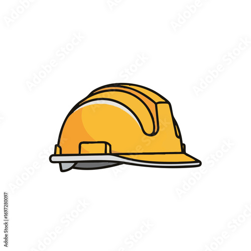 A bright yellow hard hat, essential personal protective equipment, symbolizes safety and security for workers in construction and industrial environments, ensuring head protection.