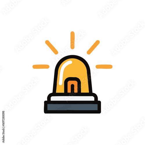 A bright yellow alarm light icon with radiating lines signifies an urgent warning or critical emergency situation, drawing immediate attention to a potential problem.