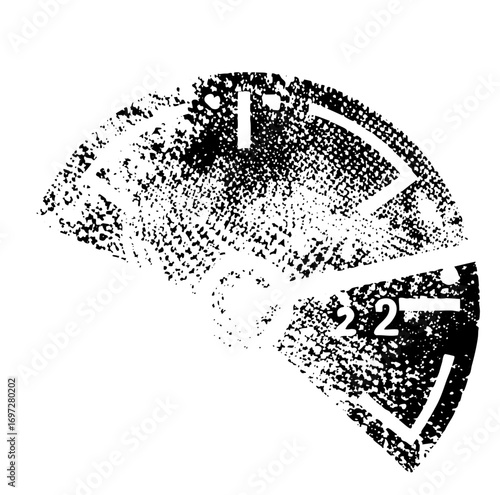 Vector Distressed clock face displays the time 23:17.