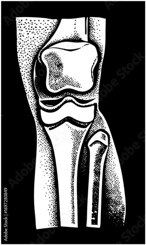 Vector Detailed knee joint showcases anatomical structure.