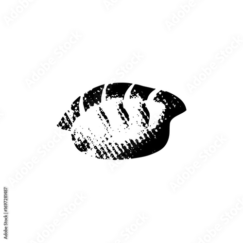 Vector Abstract black mouth with textured details.