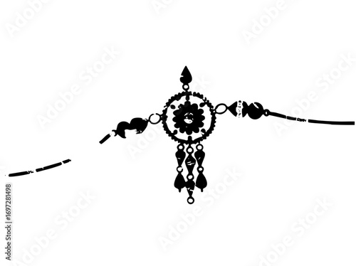 Vector Intricate floral rakhi bracelet with decorative elements.