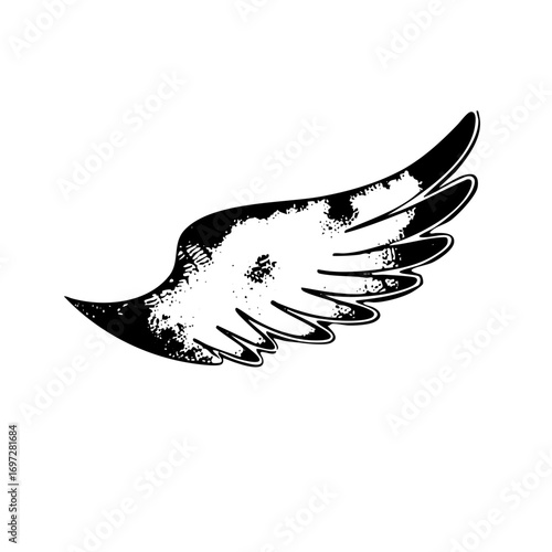 Vector Detailed black wing with feathered edges.