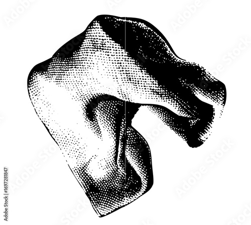 Vector Dramatic theatrical mask with flowing fabric.