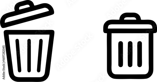 Trash Bin Icons Vector Black and White