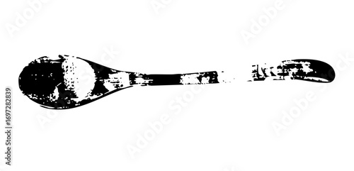 Vector Black silhouette of a maraca instrument with a textured distressed effect.