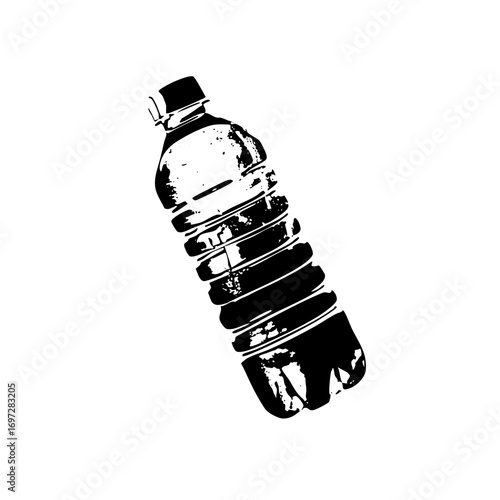 Vector Black and white of a plastic water bottle.