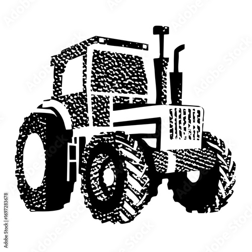 Vector Detailed vector of a farm tractor with large tires.