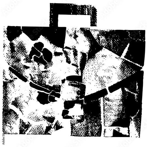 Vector Abstract figures interact with geometric shapes in a dynamic composition.