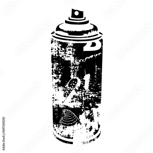 Vector Distressed spray can with letter D
