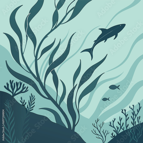 Abstract Kelp Swaying in Ocean Current