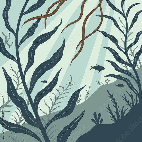Abstract Kelp Forest Underwater