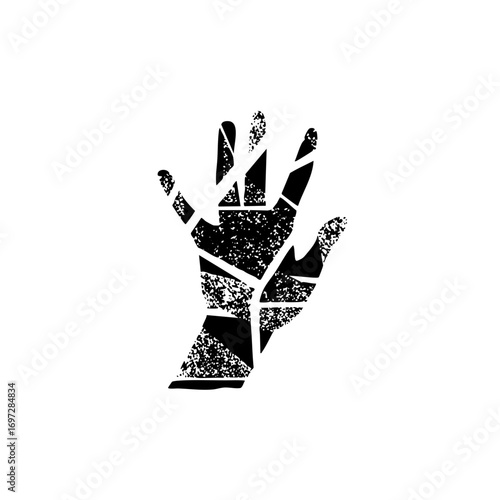Vector Abstract fragmented hand in monochrome.