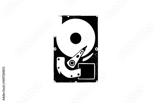 Vector Digital storage featuring a hard drive and the number nine.
