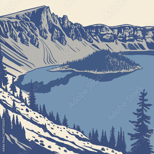Geometric Crater Lake with Perfect Circle