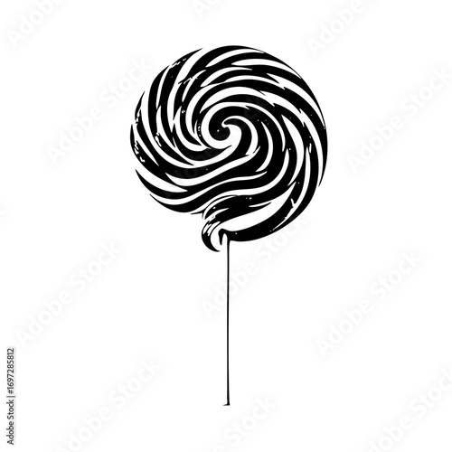 Vector Decorative spiral lollipop with a slender stick.