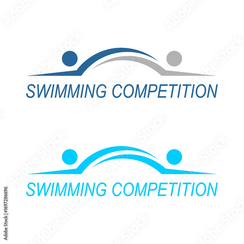Swimming competition illustration logo design, swimming person, vector, icon, sport, competitive, logotype, activity, flat, power, club, shape, template, athletic, pictogram, action