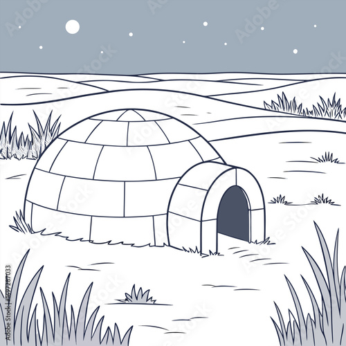 Minimalist Igloo on Frozen Tundra