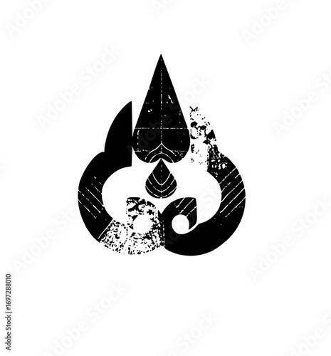Vector Abstract spade symbol with distressed texture creates a bold .