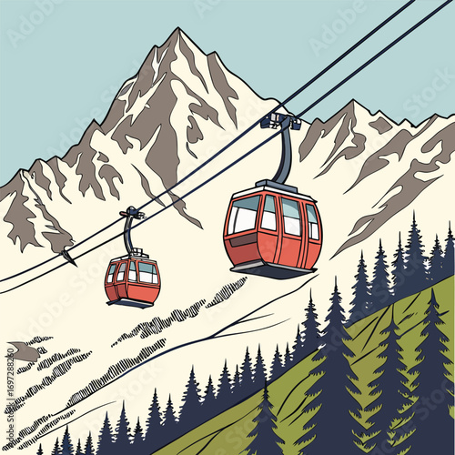Simple Gondola Lift over Alpine Valley