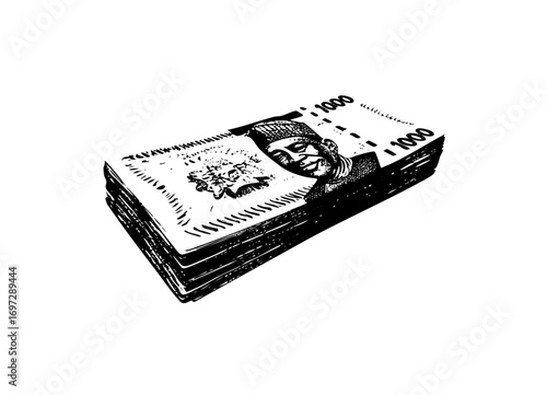 Vector Stack of One Thousand Currency Notes