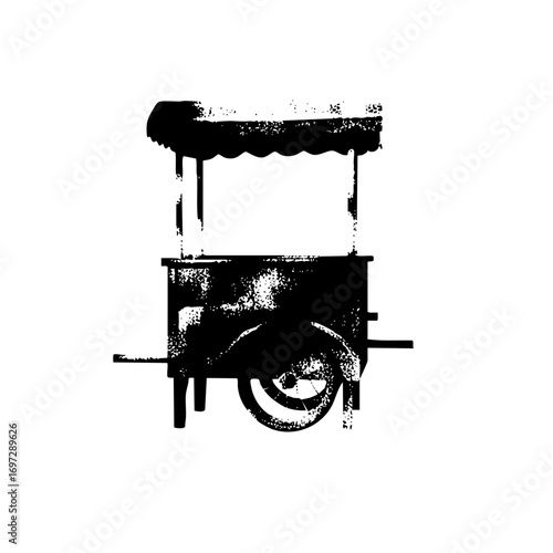 Vector Black silhouette of a street food cart .