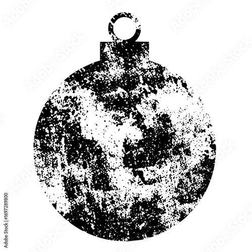 Vector Distressed spherical ornament with loop .