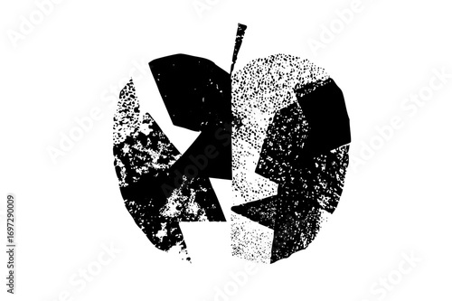 Vector Abstract fractured with halftone texture.