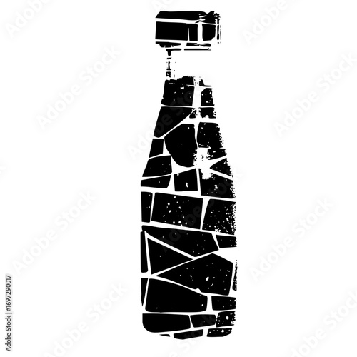 Vector Fragmented bottle depicts recycling and waste concepts.