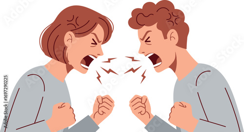 Couple arguing conflict resolution family problems editable vector