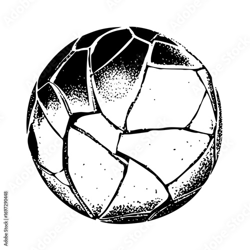 Vector Detailed of a classic soccer ball with textured panels.
