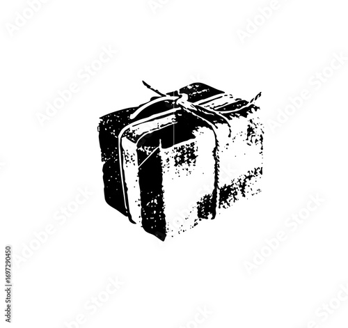 Vector Black silhouette of a gift box with ribbon