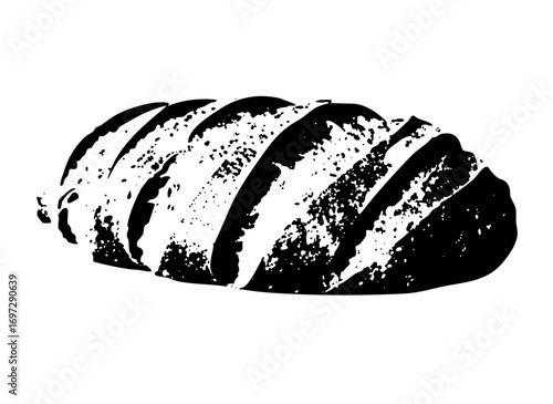 Vector Sliced loaf of bread in black and white.