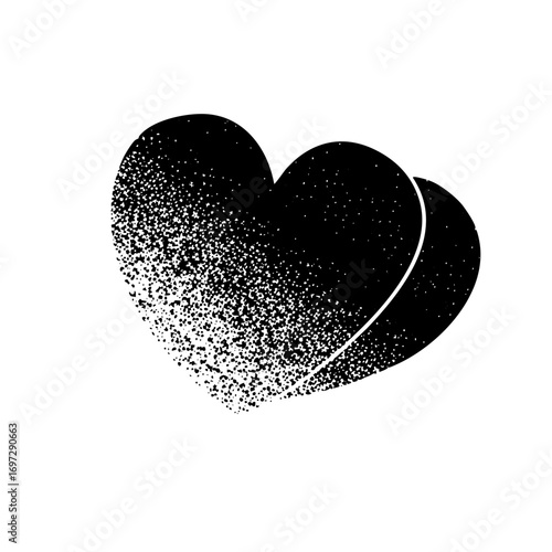 Vector Fragmenting heart with spray paint effect
