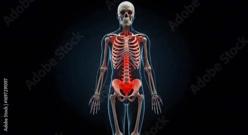 3D rendering human skeleton body and pain localization in the hip