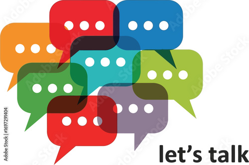 Communication concept with colorful speech bubbles editable vector