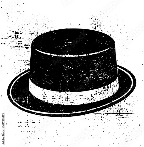 Vector Elegant black top hat with a ribbon detail.