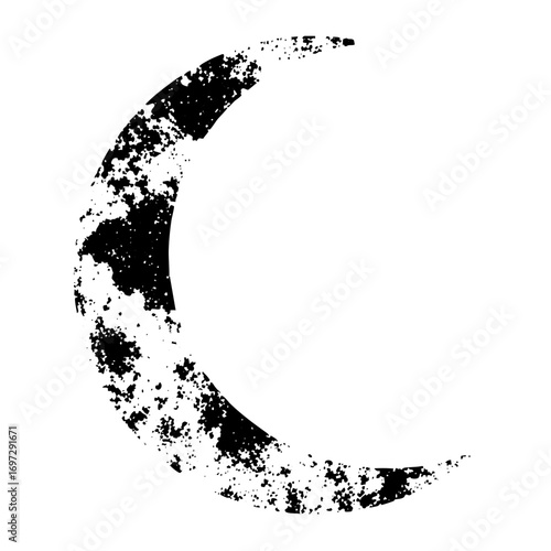 Vector Distressed moon with a textured grunge effect.