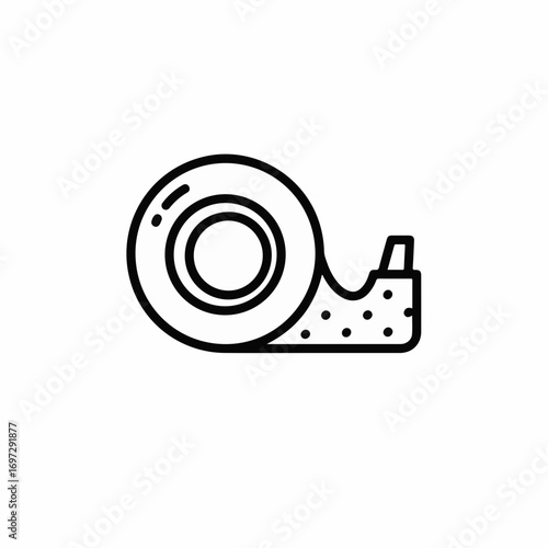 Simple line art icon of a tape dispenser with polka dot details, perfect for office, craft, or DIY projects, offering a clean and modern aesthetic.