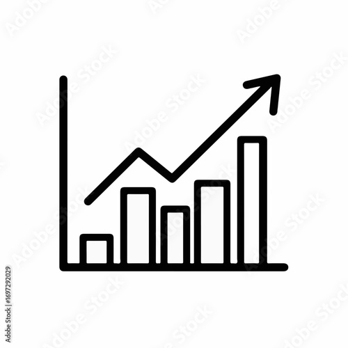Dynamic upward trending business graph and arrow symbolizing financial growth, success, and positive progress in a modern professional setting