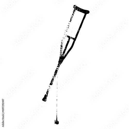 Vector Black crutch depicts mobility assistance.