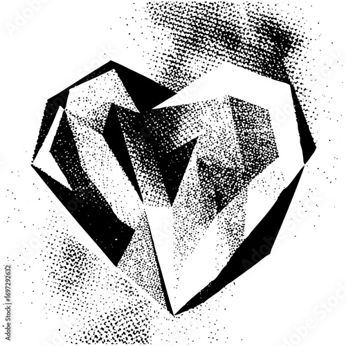 Vector Abstract fractured heart with bold shapes.